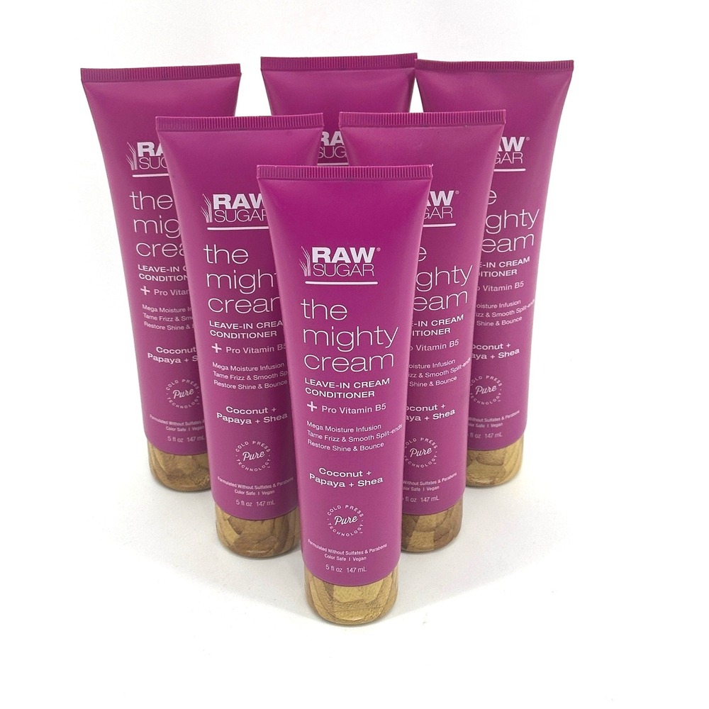 Raw Sugar The Mighty Cream Leave In Conditioner 5oz Coconut Papaya Shea 6 Pack